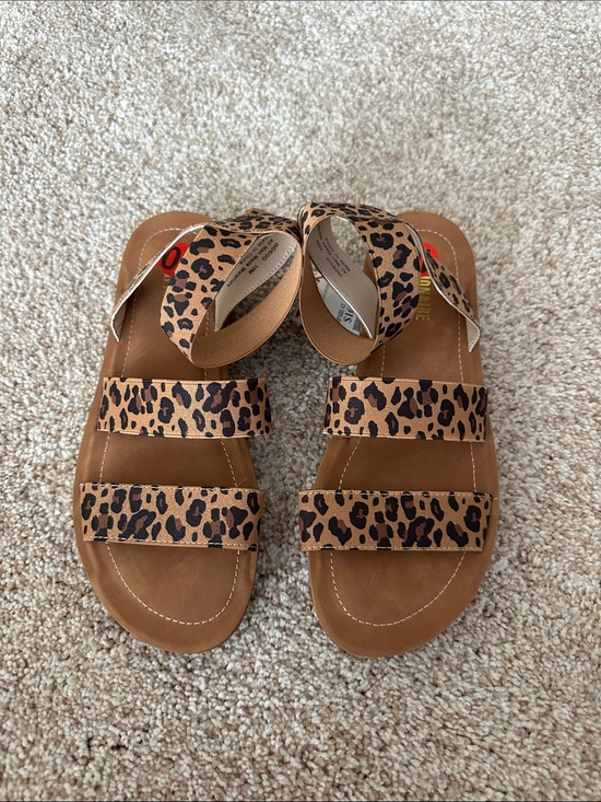 Shoes - Leopard Print Strappy Sandals - Brown & Black